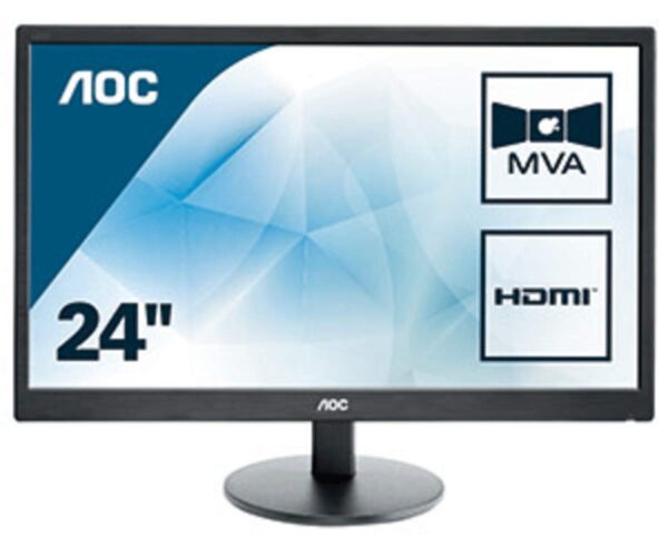 AOC M2470SWH - 24 Inch FHD Monitor, 60Hz,5ms, MVA, Speakers ( 1920 x 1080@ 60Hz, 250cd/m², HDMI 1.4 x 2/ VGA), Black