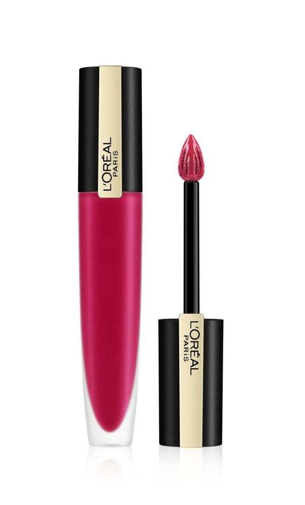 L'Oreal Paris Rouge Signature Matte Liquid Lipstick 114 I Represent (Raspberry Pink), Ultra Lightweight, Bare-Lip Sensation, Up to 24H Longwear