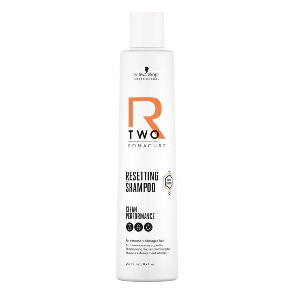 Schwarzkopf Professional Bonacure R-TWO Resetting Shampoo For Damaged Hair Double Bonding Technology Balances pH Level Cleansing Restoring Vegan Formula Sulphate And Silicones Free 250 ml