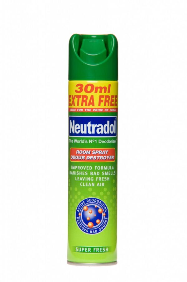 Neutradol Odour Destroyer Air Freshener Super Fresh Aerosol Spray, 330 ml NEUTRASF WHITE