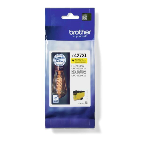 BROTHER LC-427XLY Inkjet Cartridge, Yellow, Single Pack, High Yield, Includes 1 x Inkjet Cartridge, Genuine Supplies