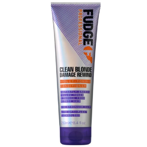 Fudge Professional Clean Blonde Damage Rewind Conditioner, Intense Purple Toning for Blonde Hair, Bond Repair Technology, Sulfate Free, 250 ml