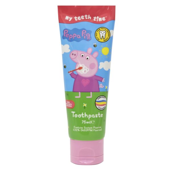 My Teeth Time Peppa Pig Toothpaste, Dental Care for 3-8 Year olds Bubble Gum Flavour, Rainbow Striped, 75ml