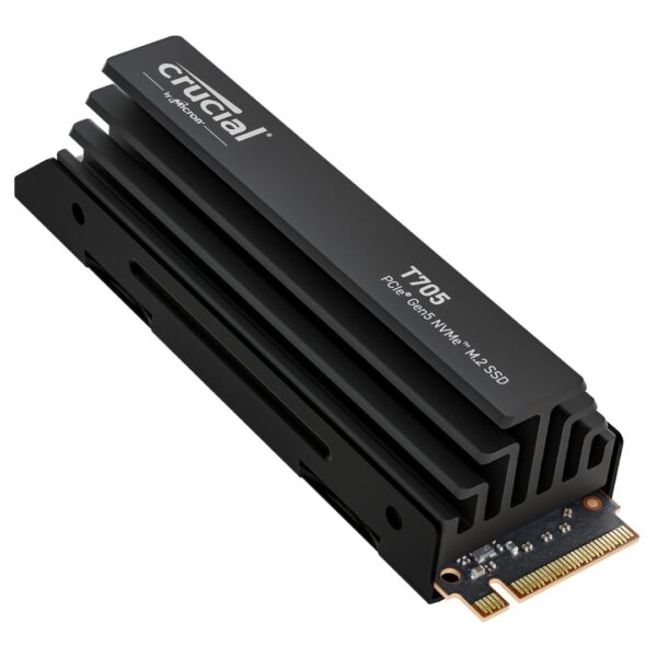 Crucial T705 2TB SSD PCIe Gen5 NVMe M.2 Internal Gaming SSD with Premium Heatsink, Up to 14,500MB/s, Microsoft DirectStorage, PCIe 4.0 Backwards Compatible, Solid State Drive - CT2000T705SSD5