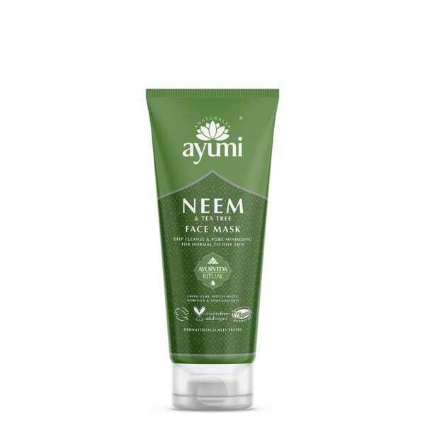 Ayumi Neem & Tea Tree Face Mask, Deeply Cleanses & Refreshes the Skin, With French Green Clay to Draw Out Impurities & Soak up Excessive Oilness - 1 x 100ml