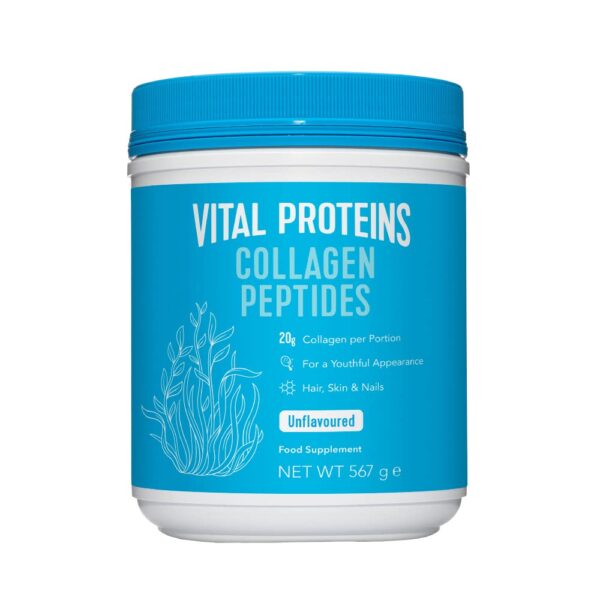 Vital Proteins Collagen Peptides Powder Supplement (Type I, III) - Hydrolysed Collagen - Non-GMO - 20g per Serving - Unflavoured 567g Canister, 1-Pack