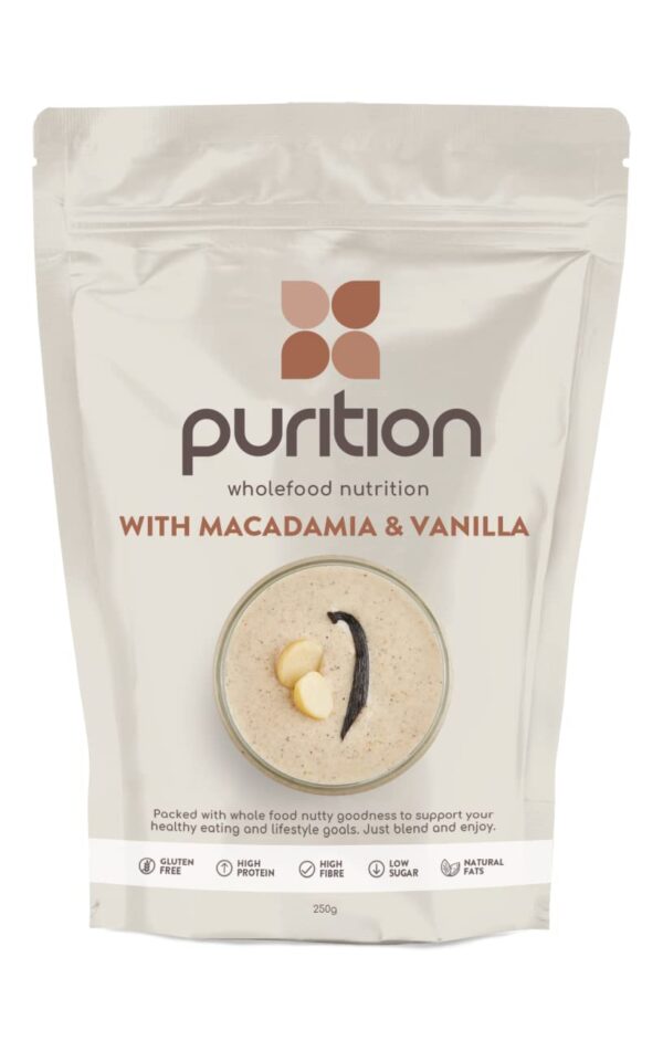 Purition Original Natural Protein Powder for Keto Diet Shakes and Meal Replacements Shakes with Only Natural Ingredients - 250g (Macadamia & Vanilla)