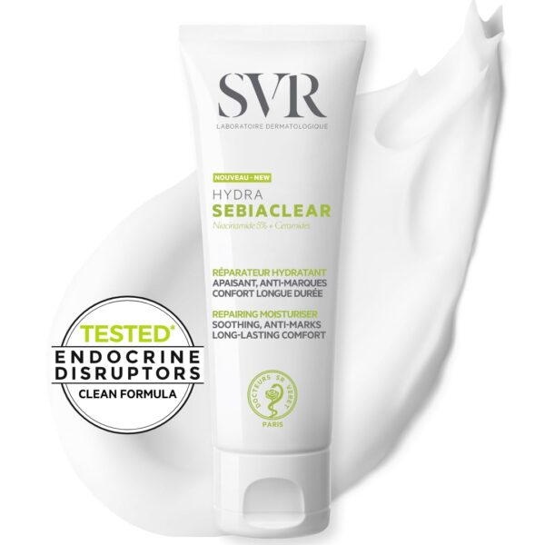 SVR SEBIACLEAR HYDRA - Face Moisturiser for Oily Skin. Non-Comedogenic Cream Moisturiser for Acne Prone Skin Sensitised by Drying Acne Treatment. 40ml