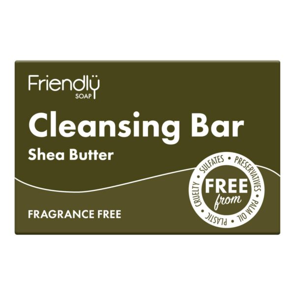 Friendly Soap - Shea Butter Cleansing Bar (95g) Natural Cleansing Bar, Fragrance-free, Plant-Based, Cruelty-Free, Made By Hand, No Preservatives or Sulphates, Sustainable