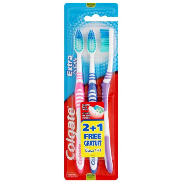 Colgate Extra Clean Toothbrush Medium pack of 2 + 1