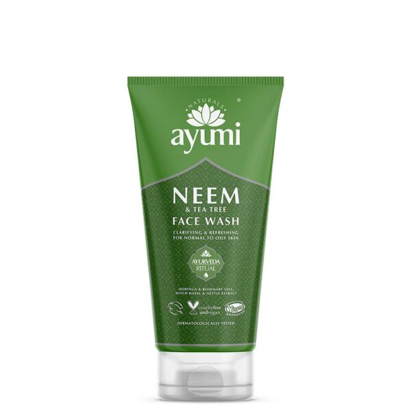 Ayumi Neem & Tea Tree Face Wash, Helps Prevent Breakouts & Blemishes, Packed With Organic Tea Tree Oils to Protect the Skin From External Damage - 1 x 150ml