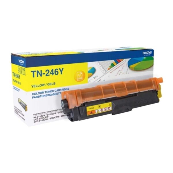 Brother TN-246Y Toner Cartridge, Yellow, Single Pack, High Yield, Includes 1 x Toner Cartridge, Brother Genuine Supplies