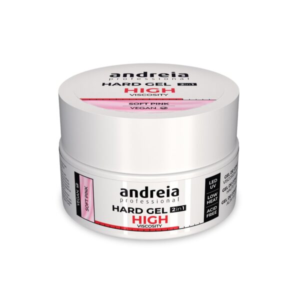 Andreia Professional Hard Nail Gel Biphasic 2 in 1 LED et UV Gel Nail Builder - High Viscosity for Hard Strong Nails Tips and Extensions - Build Up Gel for Nails - Colour Soft Pink 44g