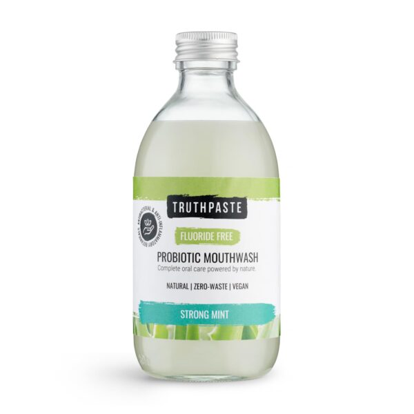 Truthpaste Probiotic Mouthwash (Strong Mint). Alcohol Free, Fluoride Free, SLS Free, Zero-Waste (300ml)