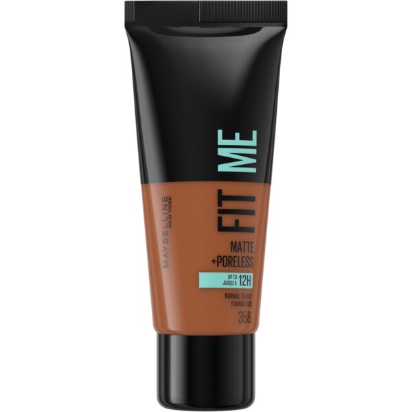 Maybelline Fit Me Foundation, Medium Coverage, Blendable With a Matte and Poreless Finish, For Normal to Oily Skin, Shade: 358 Latte, 30ml