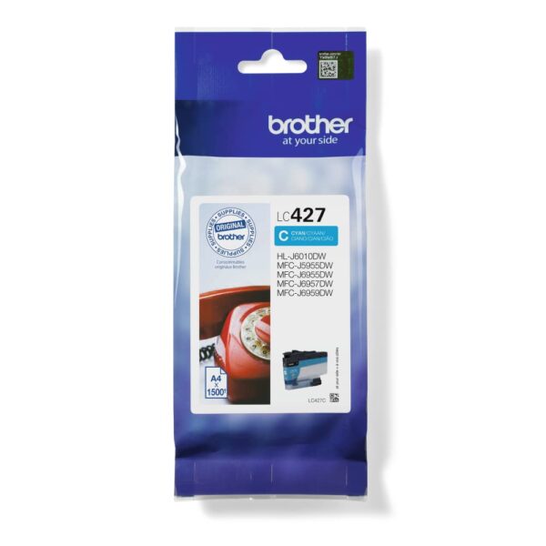 BROTHER LC-427C Inkjet Cartridge, Cyan, Single Pack, Standard Yield, Includes 1 x Inkjet Cartridge, Genuine Supplies