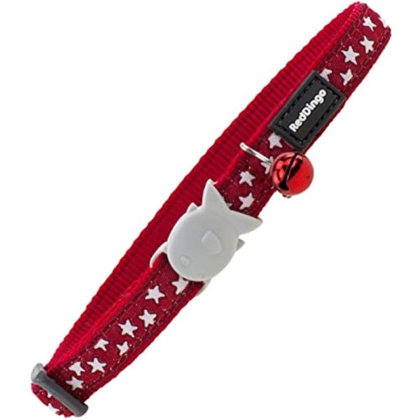 Red Dingo Cat Collar Design, Stars Red, Small 12mm