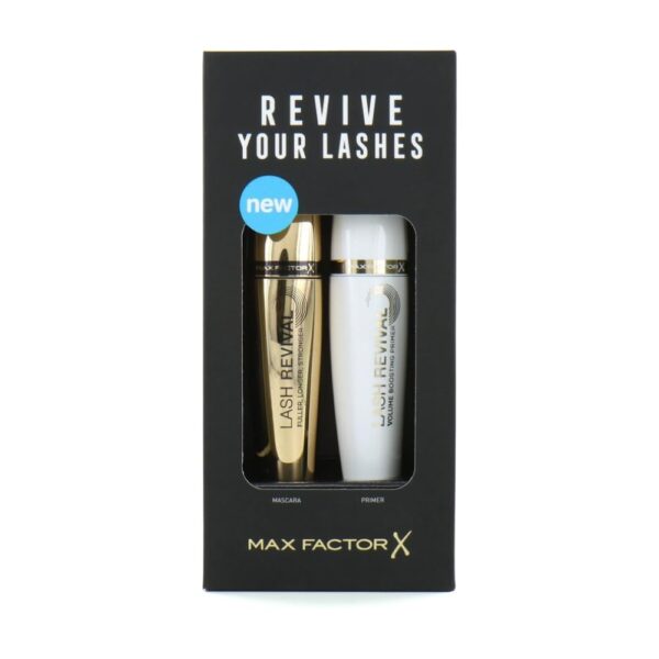 Max Factor REVIVE YOUR LASHES Boxed GIFT SET Contains LASH REVIVAL MASCARA Black + PRIMER (Both full size products)