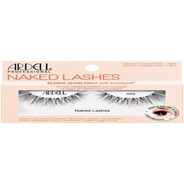 Ardell False Eyelashes Naked 422 Black Natural Enhances Natural Lashes Subtle Volume And Length Super Soft Comfortable Invisiband Mid-Length Vegan-Friendly Cruelty-Free Eyelashes