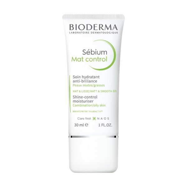 Bioderma Sébium Mat Control - Mattifying Face Cream for Combination to Oily Skin, Controls Shine, Refines Skin Texture & Appearance of Blemishes, 30ml