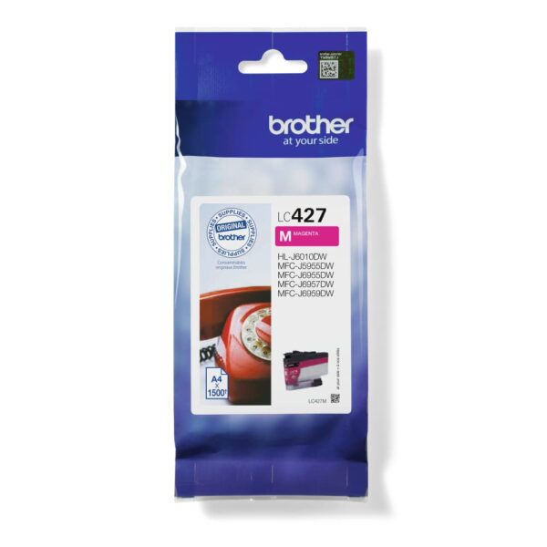 BROTHER LC-427M Inkjet Cartridge, Magenta, Single Pack, Standard Yield, Includes 1 x Inkjet Cartridge, Genuine Supplies