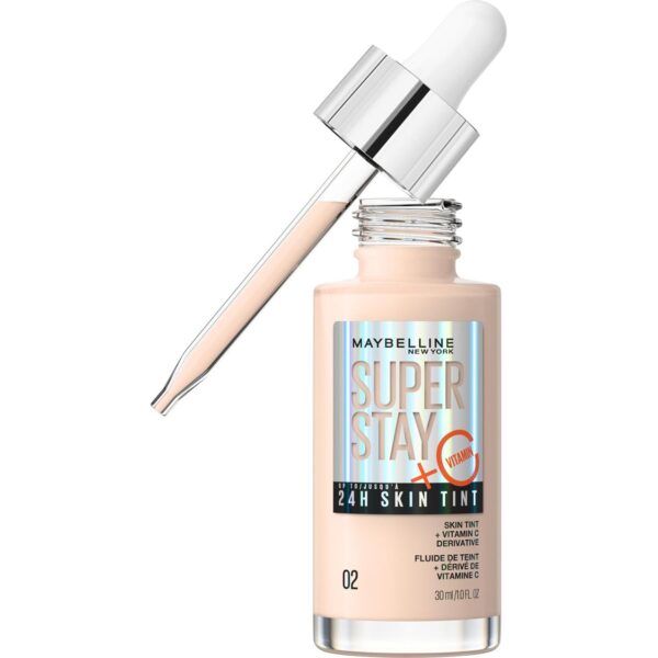 Maybelline Super Stay Skin Tint Foundation, With Vitamin C*, Foundation and Skincare, Long-Lasting up to 24H, Vegan Formula, Shade 2