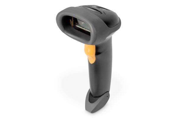 DIGITUS 1D barcode scanner - Bidirectional handheld scanner - 200 scans/s - 30 cm scanning range - 2 m cable USB-RJ45 - IP54 - Ergonomic handle - Barcodes: EAN, UPC, Code-39, - Black/grey