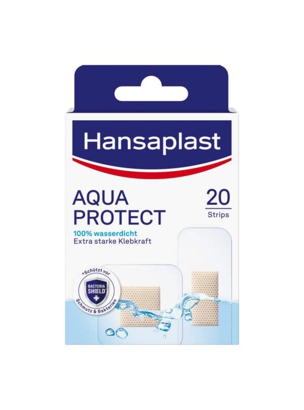 Hansaplast Aqua Protect Plasters (20 Strips), Waterproof Wound Plasters with Extra Strong Adhesion, Adhesive Plasters Ideal for Showering, Swimming & Bathing