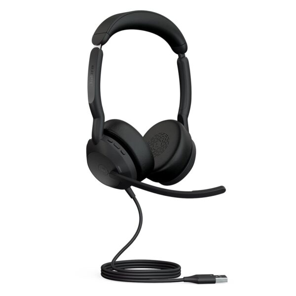 Jabra Evolve2 50 Wired Stereo Headset Air Comfort Technology, Noise-cancelling Mics, and Active Noise Cancellation - MS Teams Certified, Works with All Other Platforms - Black