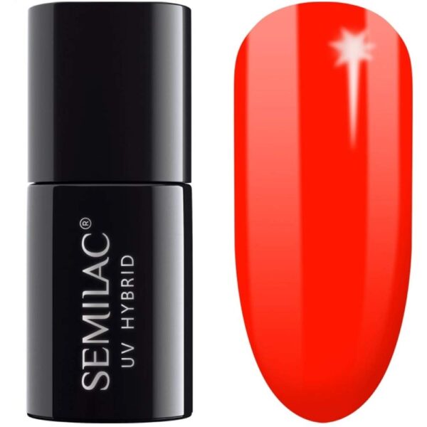 SEMILAC 567 Neon Red Orange Nail UV Gel Polish | Long Lasting and Easy to Apply | Soak off UV/Led | Perfect for Home and Professional Manicure and Pedicure 7 ml