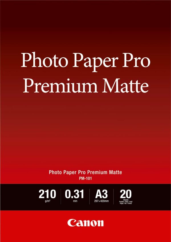 Canon Pro Premium PM-101 - Smooth matte - 310 micron - A3 (297 x 420 mm) - 210 g/m² - 20 sheet(s) photo paper - for PIXMA PRO-1, PRO-10, PRO-100