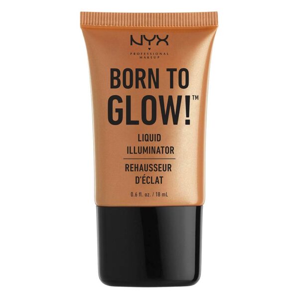 NYX Professional Makeup Born to Glow Liquid Illuminator, Liquid Shimmer Makeup, Highlighter, Foundation Base, Vegan Formula, Shade: Pure Gold