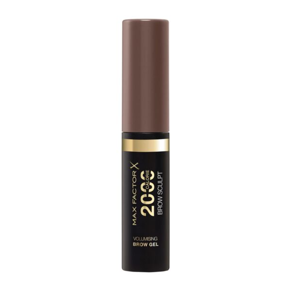 Max Factor 2000 Calorie Volumising Brow Sculpt Gel, Long-Lasting, Plumped & Fuller-Looking Brows, Waterproof, Smudge-Proof, Shapes & Intensifies, 002 Soft Brown, 4.5ml