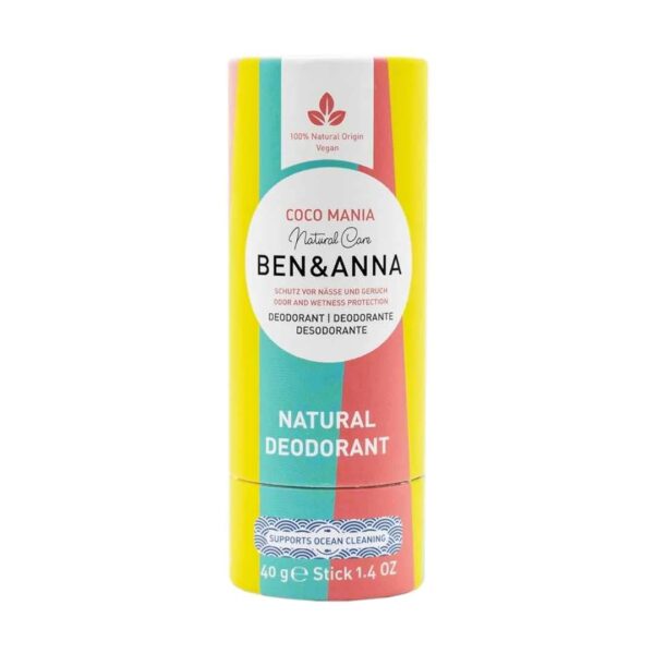 BEN&ANNA Vegan Papertube Coco Mania Certified Natural Cosmetics Deodorant Cream Plastic-Free Deodorant 40 g