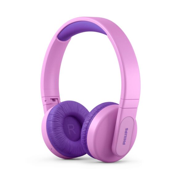 PHILIPS Kids Wireless On-Ear Headphones, Volume Limited Wireless Bluetooth Kids Headphones, Children Headphones, 28 Hours Play Time, Colourful Design & Lightweight, Pink & Purple with Lights