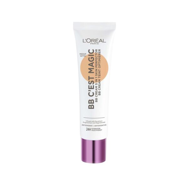 L'Oréal Paris Magic BB Cream with SPF 20, 5-in-1 Skin Tint with Vitamin B5 and Vitamin E, Lightweight Hydrating Formula Adapts to Skin Tone for a Natural Glowy Finish, 30 ml, Shade: 04 Medium