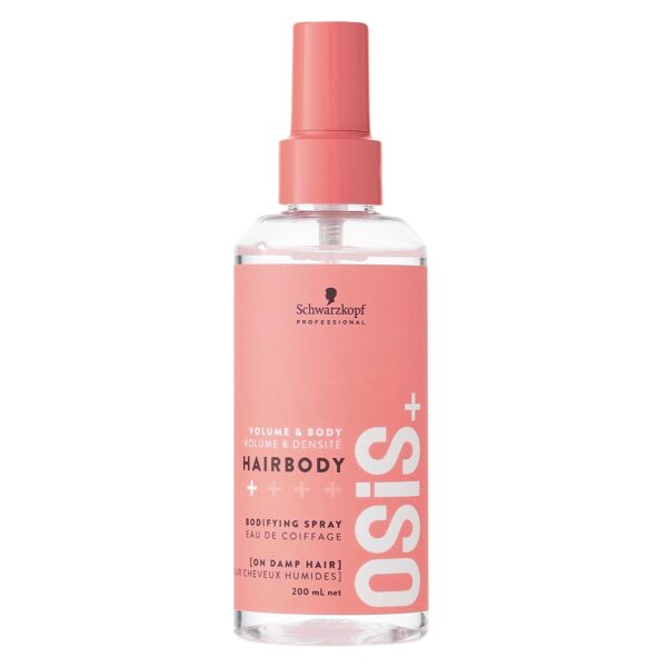 Schwarzkopf Professional OSiS Hairbody Volume Spray Non Aerosol Spray Distribution Subtle Grip Without Stickiness Eases Detangling Combability Heat Protection Light Hold 200 ml