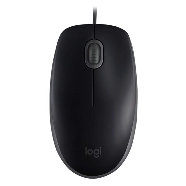 Logitech B110 Wired USB Mouse, Silent Buttons, Comfortable Full-Size Use Design, Ambidextrous PC / Mac / Laptop - Grey