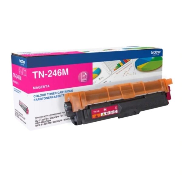 Brother TN-246M Toner Cartridge, Magenta, Single Pack, High Yield, Includes 1 x Toner Cartridge, Brother Genuine Supplies