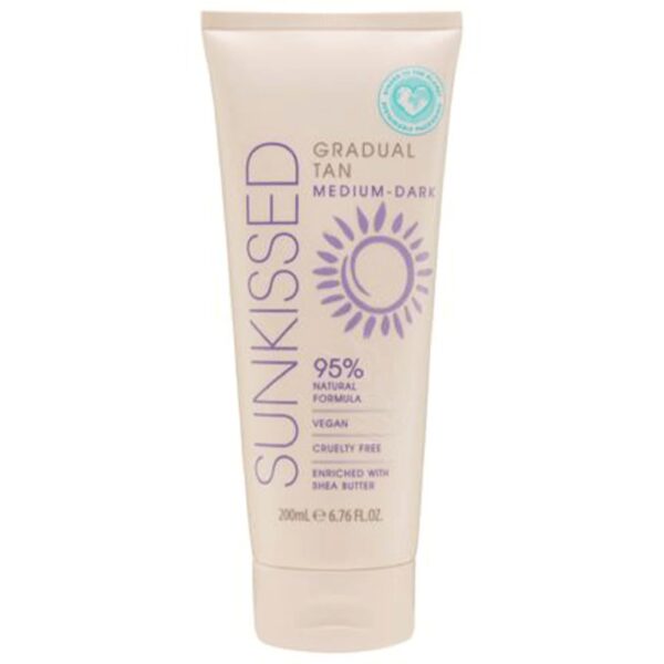 Sunkissed Gradual Tan Medium - Dark 200ml - 95% Natural Formula - Vegan - Cruelty Free - Shea Butter