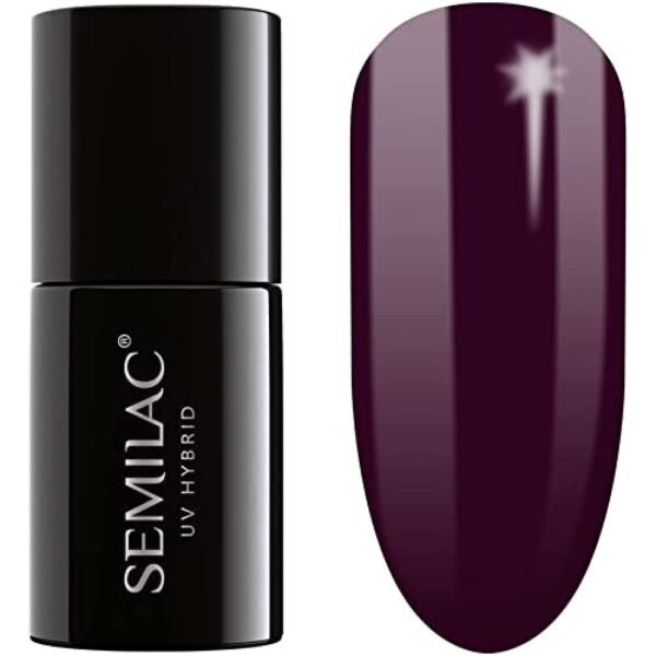 SEMILAC 099 Dark Purple Wine Nail UV Gel Polish | Long Lasting and Easy to Apply | Soak off UV/Led | Perfect for Home and Professional Manicure and Pedicure 7 ml