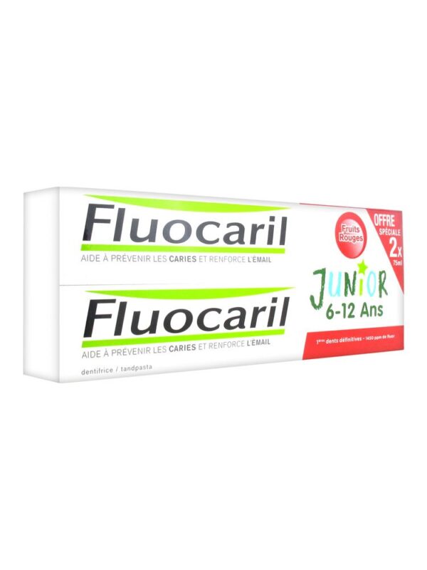 Fluocaril Junior Toothpaste 6-12 Years-Old 2 x 75ml - Red Fruits