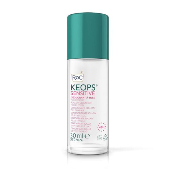 RoC - KEOPS Roll-On Deodorant Sensitive Skin - Anti-Perspirant - 48 Hours Efficacy - Alchol-Free and Fragrance-Free - 30 ml