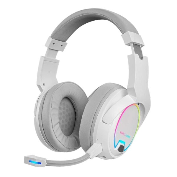 Mars Gaming MHW-100 White, Wireless Headset ARGB Flow, Detachable ENC Microphone, Active ENC + Passive Noise Cancelling, Universal Compatibility