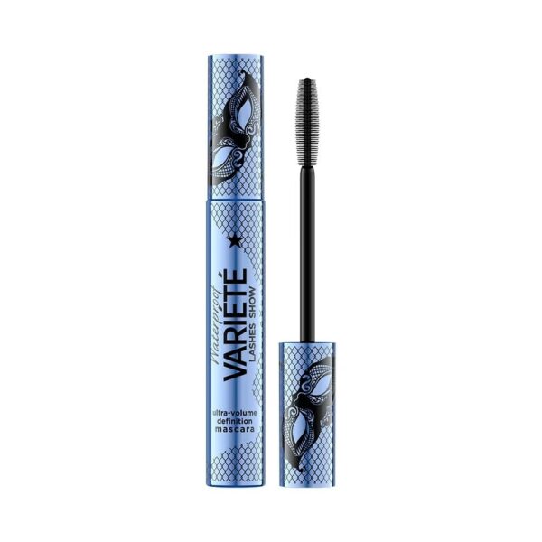 Eveline Cosmetics Variété Waterproof Volumizing Mascara with Precision Silicone Brush - Lengthens, Thickens & Separates Lashes in Hypnotic Blue Metallic Packaging - 10ml