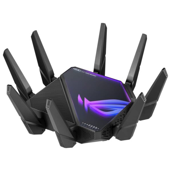 GT-AXE16000 quad-band WiFi 6E (802.11ax) gaming router, new 6 GHz band, dual 10G ports, 2.5G WAN port, dual WAN, AiMesh support, VPN Fusion, Triple-level game acceleration and free network security