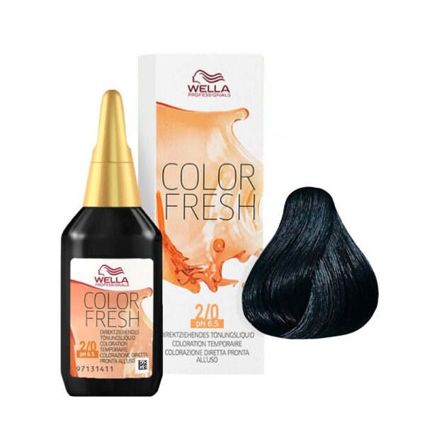 Wella Colour Fresh Semi-Permanent Hair Colour, No. 2/0 Black, 0.098 kg