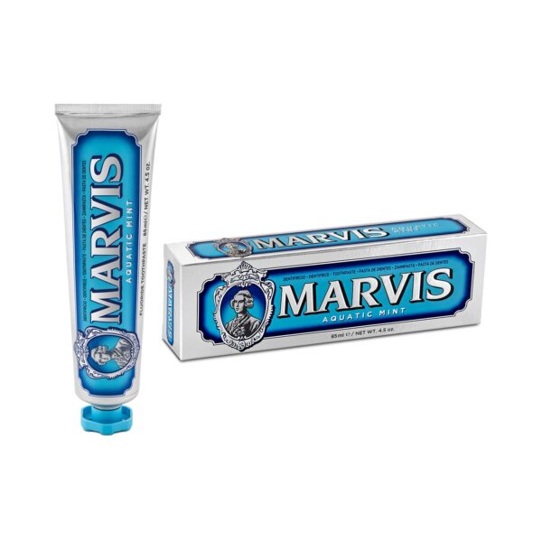 Marvis Aquatic Mint Toothpaste, 85 ml, Sensational Flavoured Toothpaste Helps Remove Plaque & Promote Healthy Gums with Long-Lasting Freshness