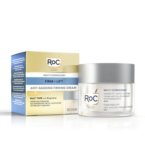 RoC Multi Correxion Anti-Sagging Firm + Lift Face Cream, Prevent Facial Sagging, with Hyaluronic Acid, Anti Aging Cosmetic Lifting Effect - 50 ml