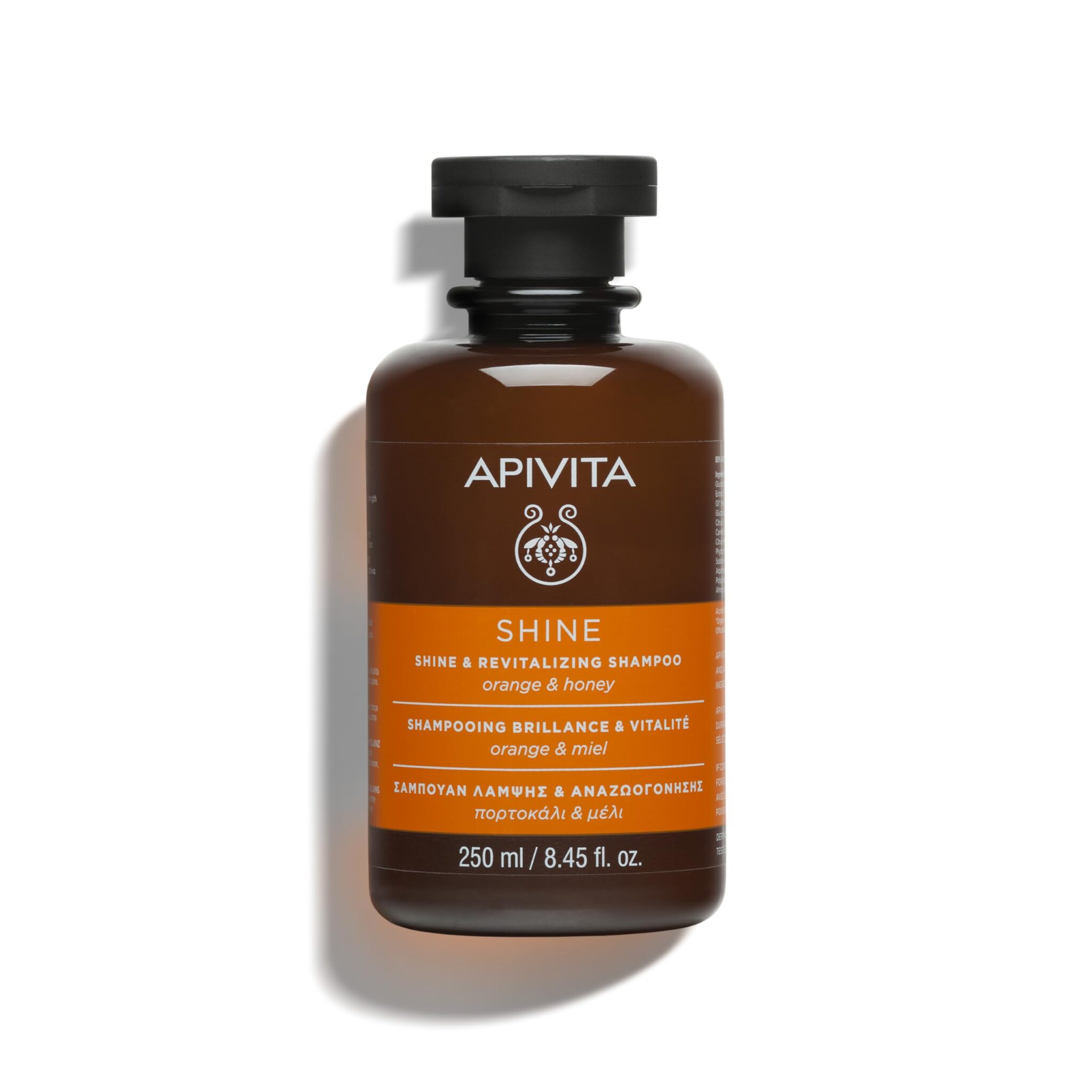 Apivita Shine and Revitalizing Shampoo 250ml - Natural Shampoo with Orange and Honey - Promotes Hair Shine and Revitalizes - For All Hair Types